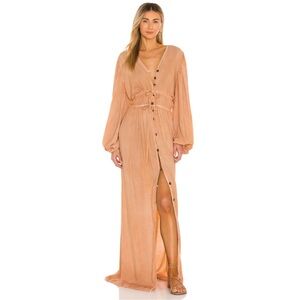 Jen's Pirate Booty Rio Maiden Maxi Dress M Button Front Elastic Waist Orange NWD